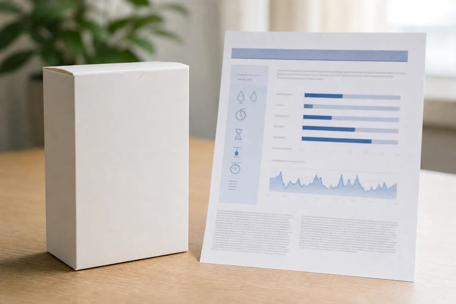 Emballage posé à côté de la feuille d’analyse qui porte le même lot